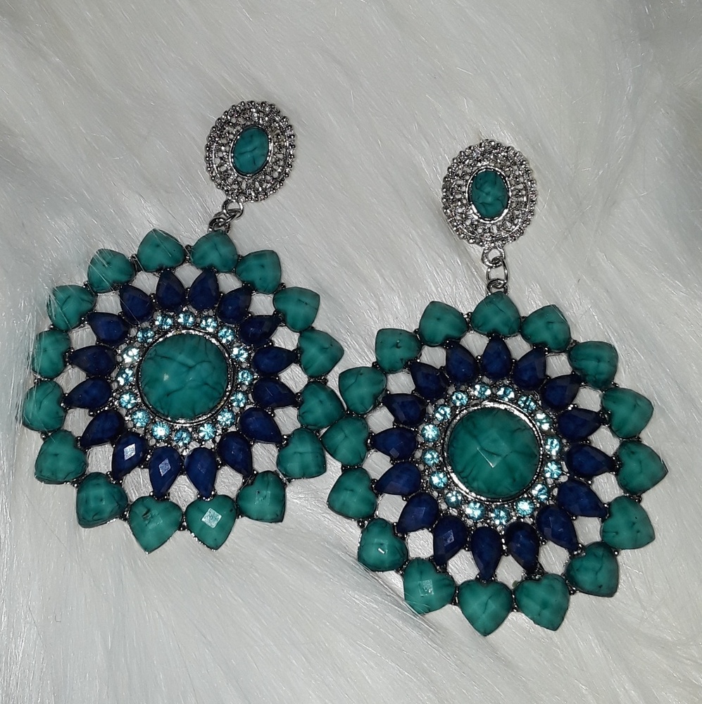 Turquoise and Navy Blue Earrings